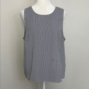 JCrew Factory Navy Pinstripe Sleeveless Blouse Size Medium